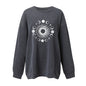 Starry Sky Sun And Moon Printing European And American Mysterious Third Eye Drop-shoulder Long-sleeve Sweater