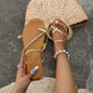 Summer Women's Golden Plus Size Beach Slippers Casual